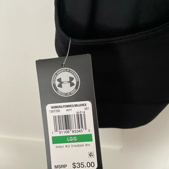 Under Armour Women's Crossback Black Sports Bra - Picture 3 of 3
